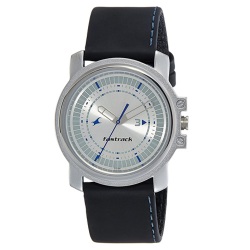 Jazzy Fastrack Analog Silver Dial Leather Mens Watch
