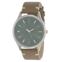 Jazzy Fastrack Tripster Analog Green Dial Leather Mens Watch