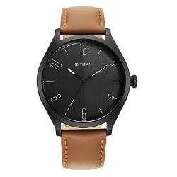 Glamorous Titan Workwear Black Dial Leather Strap Watch