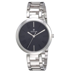 Amazing Titan Womens Watch with Black Dial Silver Strap