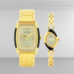 Amazing Sonata Analog Gold Dial Watch for Men N Women