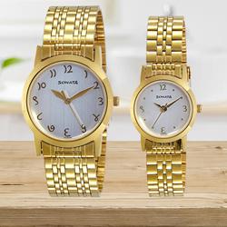 Mesmerizing Sonata Analog White Dial Couples Watch