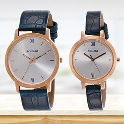 Marvelous Sonata Analog Silver Dial Couple Watch