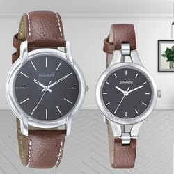 Stunning Sonata Analog Black Dial Couple Watch