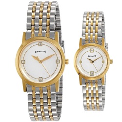 Enigmatic Sonata Silver Dial Pair Watch