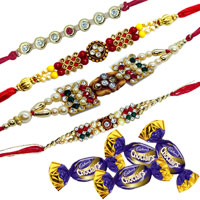 Exquisite Stone Studded Rakhi Set to Rakhi-to-world-wide.asp