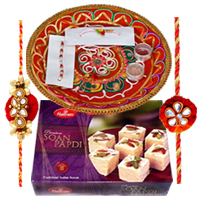 Rakhi Thali with Rakhis, Soan Papri from Haldirams to Rakhi-to-world-wide.asp