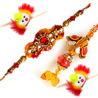 A set of 4 Rakhis. One for Bhaiya, One Lumba for Bhabhi and 2 Kids Rakhi to Rakhi-to-world-wide.asp