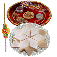 One Rakhi with Rakhi Thali and Badam Katli to Rakhi-to-world-wide.asp