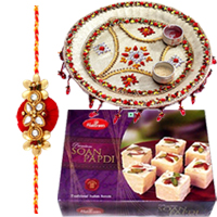 One Rakhi with Designer Thali and Soan Papri to Rakhi-to-world-wide.asp