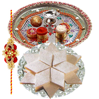 One Rakhi with Designer Thali and Badam Katli to Rakhi-to-world-wide.asp