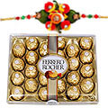 Lip-smacking Ferrero Rocher Chocolates with Bhaiya Bhabhi Rakhi and Kids Rakhi to Rakhi-to-world-wide.asp