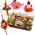 Ferrero Rocher Chocolate with Bhaiya Bhabhi rakhi and Kids Rakhi to Rakhi-to-world-wide.asp