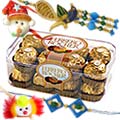 Bhaiya Bhabhi Rakhi and 2 Kids rakhi with 16 pcs Ferrero Rocher Chocolate to Rakhi-to-world-wide.asp