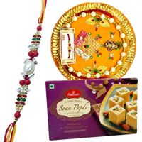 Soan Papri from Haldiram and Rakhi Thali along Rakhi to Rakhi-to-world-wide.asp