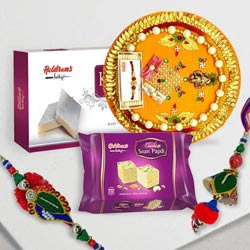 Haldirams Sweet with Rakhi for Bhaiya Bhabhi to Rakhi-to-world-wide.asp