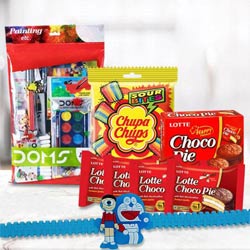 Marvelous Doms Painting Kit with Chocolates n Kids Rakhi to Rakhi-to-world-wide.asp