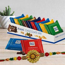 Delicious Ritter Sport Chocolates with Om Rakhi to Rakhi-to-world-wide.asp