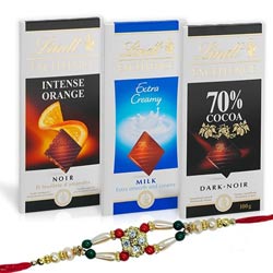 Marvelous Combo of Rakhi with Lindt Chocolate Bars to Rakhi-to-world-wide.asp