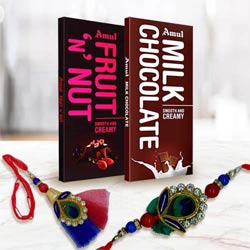 Bhaiya Bhabhi Rakhi with Two Amul Chocolates Bar to Rakhi-to-world-wide.asp