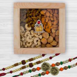 Elegant Ganesh n Rudraksh Rakhi with Dry Fruits, Ganesh-Laxmi Mandap to Rakhi-to-world-wide.asp