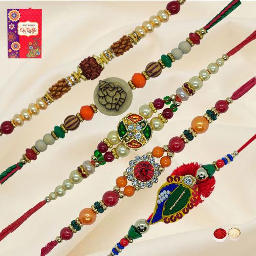 Rakhi Set-5 Pcs Rakhi to World-wide-only-rakhi.asp