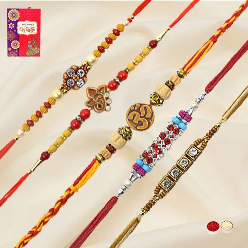 Exclusive Rakhi Set-5 Pcs Rakhi to Rakhi-to-world-wide.asp