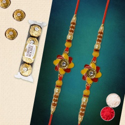 2 Set Metal Chakri Bhai Rakhi N Ferrero Rocher to World-wide-rakhi-chocolates.asp