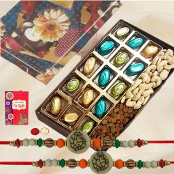 Astonishing Ganesh Rakhi Set with Homemade Chocolates n Dry Fruits Box to Rakhi-to-world-wide.asp