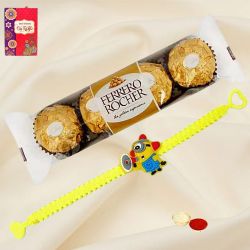 Fabulous Minion Rakhi with Ferrero Rocher Chocolates to Rakhi-to-world-wide.asp