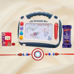 Fancy Rakhi with Magnetic Slate N Doodle Board Duo to Rakhi-to-world-wide.asp