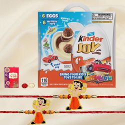 Kinder Joy Chocolate with Chota Bheem Rakhi Set to Rakhi-to-world-wide.asp