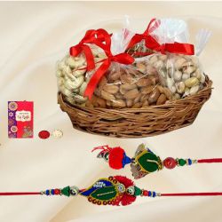 Enticing Gift of Bhaiya Bhabhi Rakhi with Exotic Dry Fruits Basket to Rakhi-to-world-wide.asp
