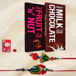 Bhaiya Bhabhi Rakhi with Two Amul Chocolates Bar to Rakhi-to-world-wide.asp