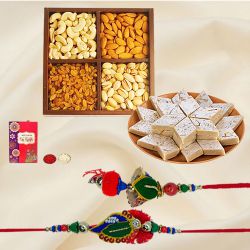 Bhaiya Bhabhi Rakhi with Kaju Katli n Dry Fruits to Rakhi-to-world-wide.asp