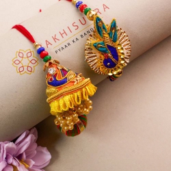 Stunning Zardosi Rakhi Gift Set to Rakhi-to-world-wide.asp