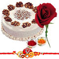 A Rose, 1Kg. Eggless Cake with Free Rakhi to Sivaganga