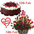 Serenade Option  :13th Feb : 1/2 Black Forest Cake 14th Feb : 50  Dutch Red Roses Basket
