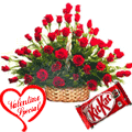 50 Exclusive Red Dutch Roses Arrangement with Cadburys Chocolate