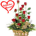 Exclusive Dutch Red Roses in Cane Basket 